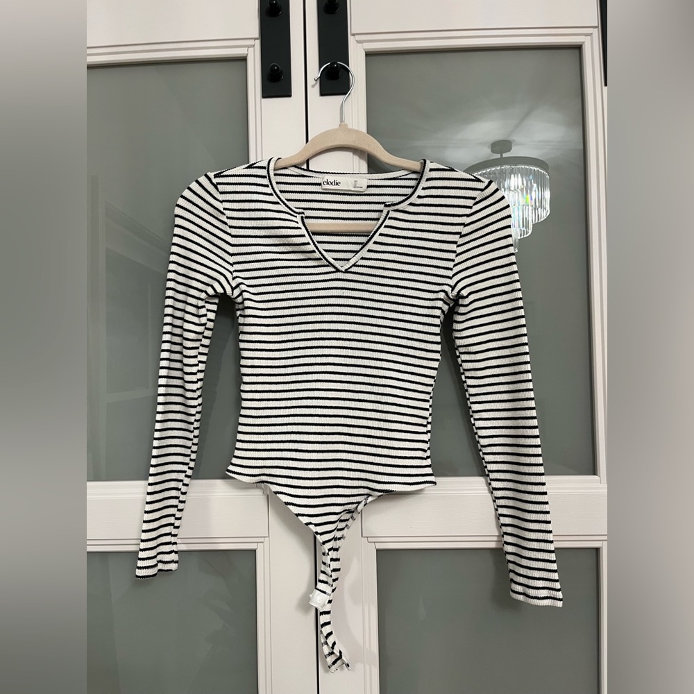 Black and White Striped Bodysuit